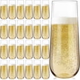 thumbnail image 1 of 24 Pack Plastic Champagne Flutes,9 Oz Stemless Champagne Flutes,Disposable Clear Plastic Toasting Glasses,Mimosa Glasses for Wedding, Birthday, Parties and Easter, 1 of 7