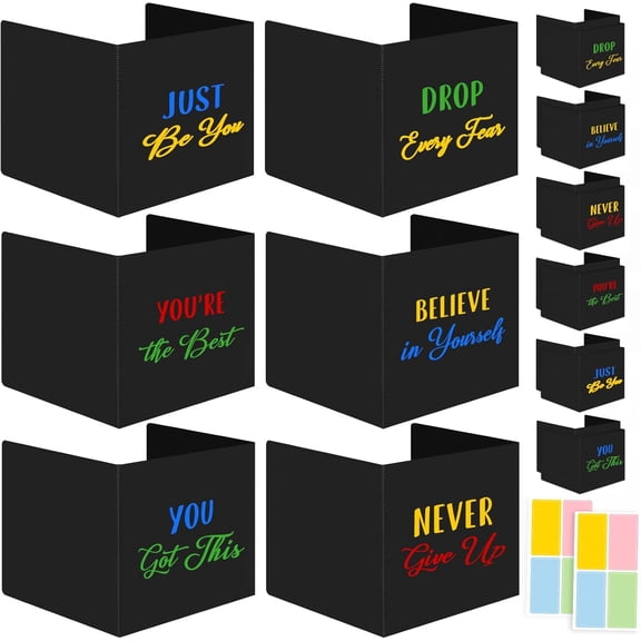 24 Pack Plastic Desk Dividers for Students Inspirational Privacy Folders Black Test Divider Plastic for Students Desks Study Carrel Divider Classroom Testing Dividers Teacher Supplies