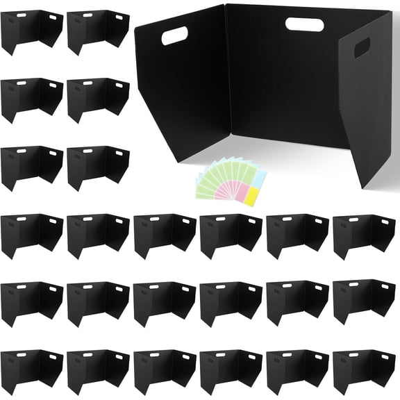 24-Pack Plastic Desk Dividers for Students, Privacy Folders for Students - Durable & Easy-to-Clean Privacy Panels with 40 Labels & Light Holes, Testing Dividers for Classroom - Classroom Must-Haves