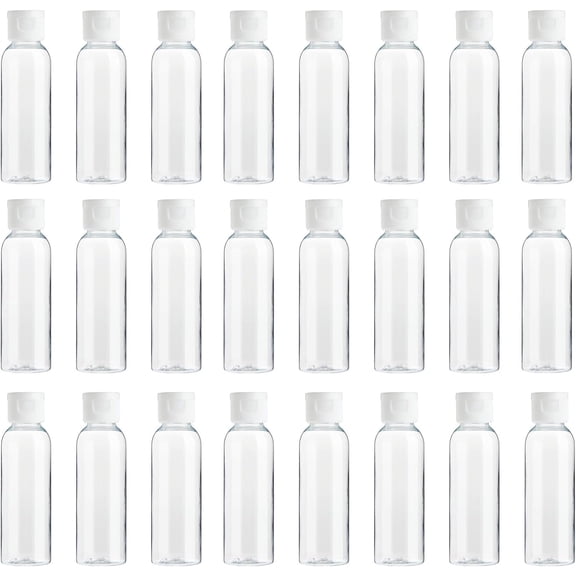 24 Pack Plastic Empty 2oz Travel Bottles with Flip Cap, Refillable Containers for Toiletries, Lotion, Liquid -