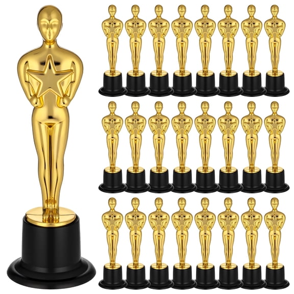 24 Pack Plastic Gold Star Award Trophies 6 Inch Tall Golden Statue Award Mini Trophy Party Favors for Celebrations, School Awards, Game Prize, Party Prize and Appreciation Gifts Kids Adults