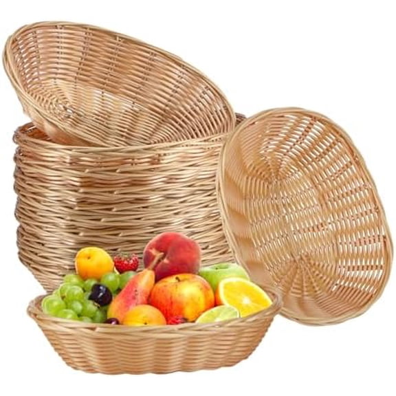 24 Pack Plastic Oval Baskets, Small Fruit and Bread Baskets for Food Storage, Empty Easter Gift Bins, Serving Display Baskets for Home Kitchen Restaurant Decor$$Home Decor, Kitchen, & Other