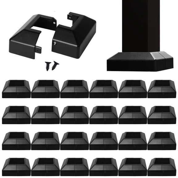 24 Pack Plastic Post Base Cover Fit 2.5" Post, Square Post Base Trim, Post Base Plate Cover,Durable Fence Post Flange Skirt for Patio, Porch, Stair, and Railing Systems, UV-Resistant