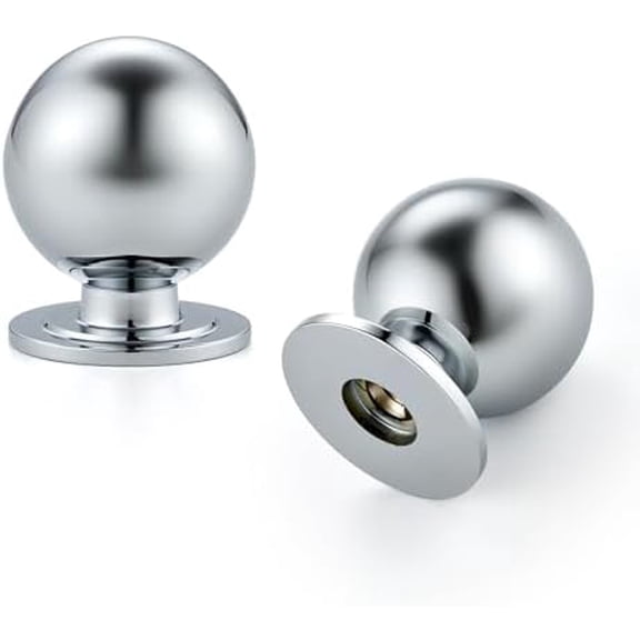 24 Pack Polished Chrome Cabinet Knobs, Round Dresser Knobs, Ball Kitchen Cabinet Hardware, 0.95" Diameter