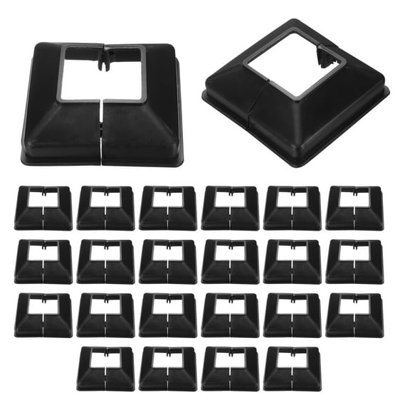 24 Pack Post Base Cover, 3.5x3.25 (Internal Size 1.5x1.5) Split Style Post Skirt, Porch Column Wrap for Post Fence Deck Cable Railing Baluster Stair Rails, Black