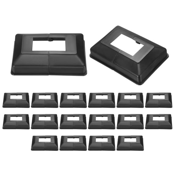 24 Pack Post Base Cover, 4.25x3 (Internal Size 1.25x2) Split Style Post Skirt, Porch Column Wrap for Post Fence Deck Cable Railing Baluster Stair Rails, Black