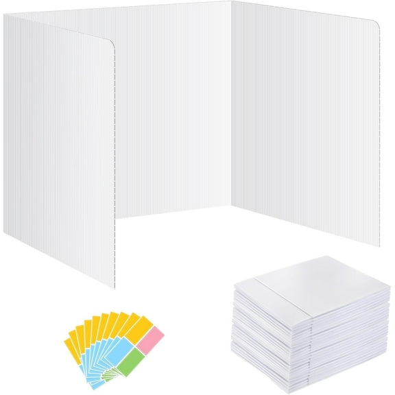 24 Pack Privacy Shields for Student Desks, Privacy folders for Student Testing Desk dividers- Includes Extra Labels