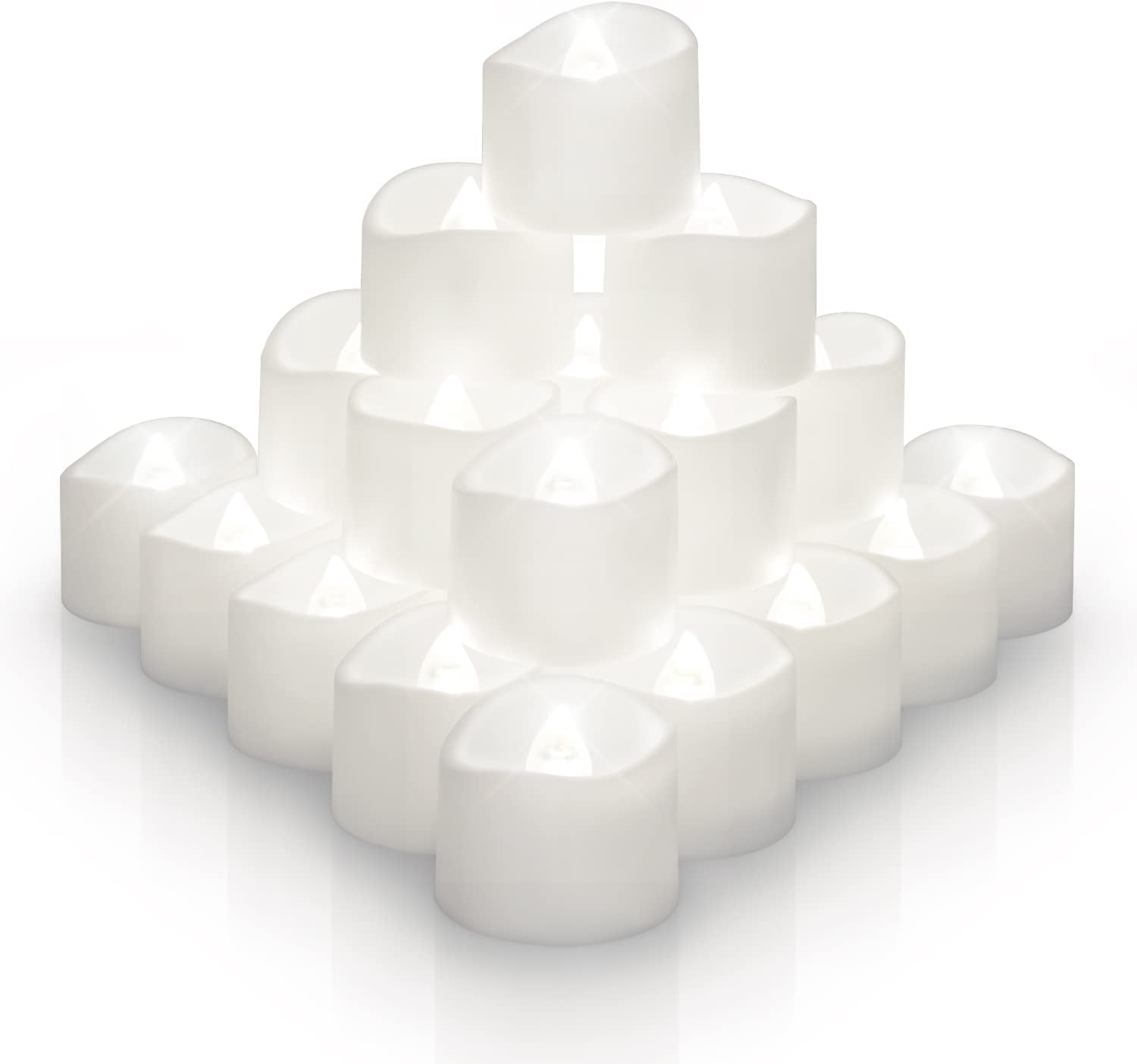 24Pack Pure White Flameless Flickering Votive Candles with Builtin 6