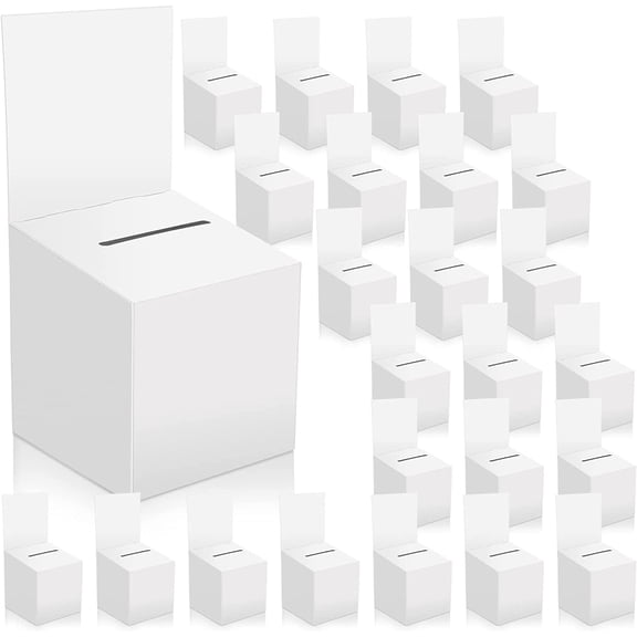 24 Pack Raffle Boxes for Fundraising, Ballot Boxes Suggestion Boxes Raffle Boxes with Slot Cardboard Raffle Ticket Box with Removable Header for Scale Watch Party Voting Contes(6x6x6 Inch)