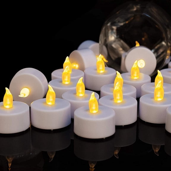 24 Pack Realistic and Bright Flickering Holiday Gift Flameless Candles LED Electric Tea Candles for Seasonal & Festival Party Home Decoration (Warm Yellow)
