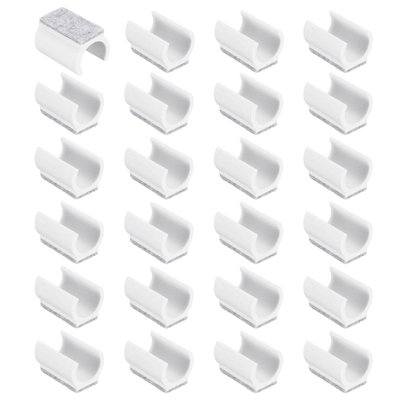 24 Pack Rectangle U Shaped Chair Leg Caps with Felt Pads, Fit 25mm Dia Tubular Legs, Slide Smoothly Furniture Feet Protectors No Scratches No Noise for Hardwood Floors, White