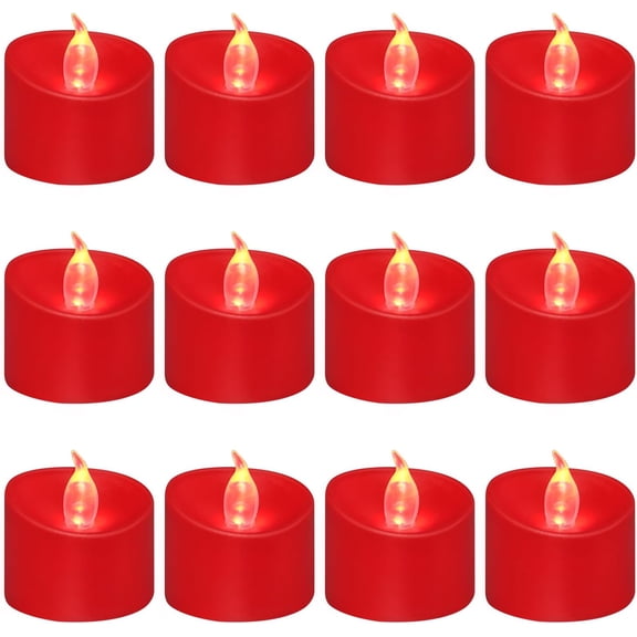 24 Pack Red LED Tea Lights with Red Base Lasting 100 Hours Bestseling