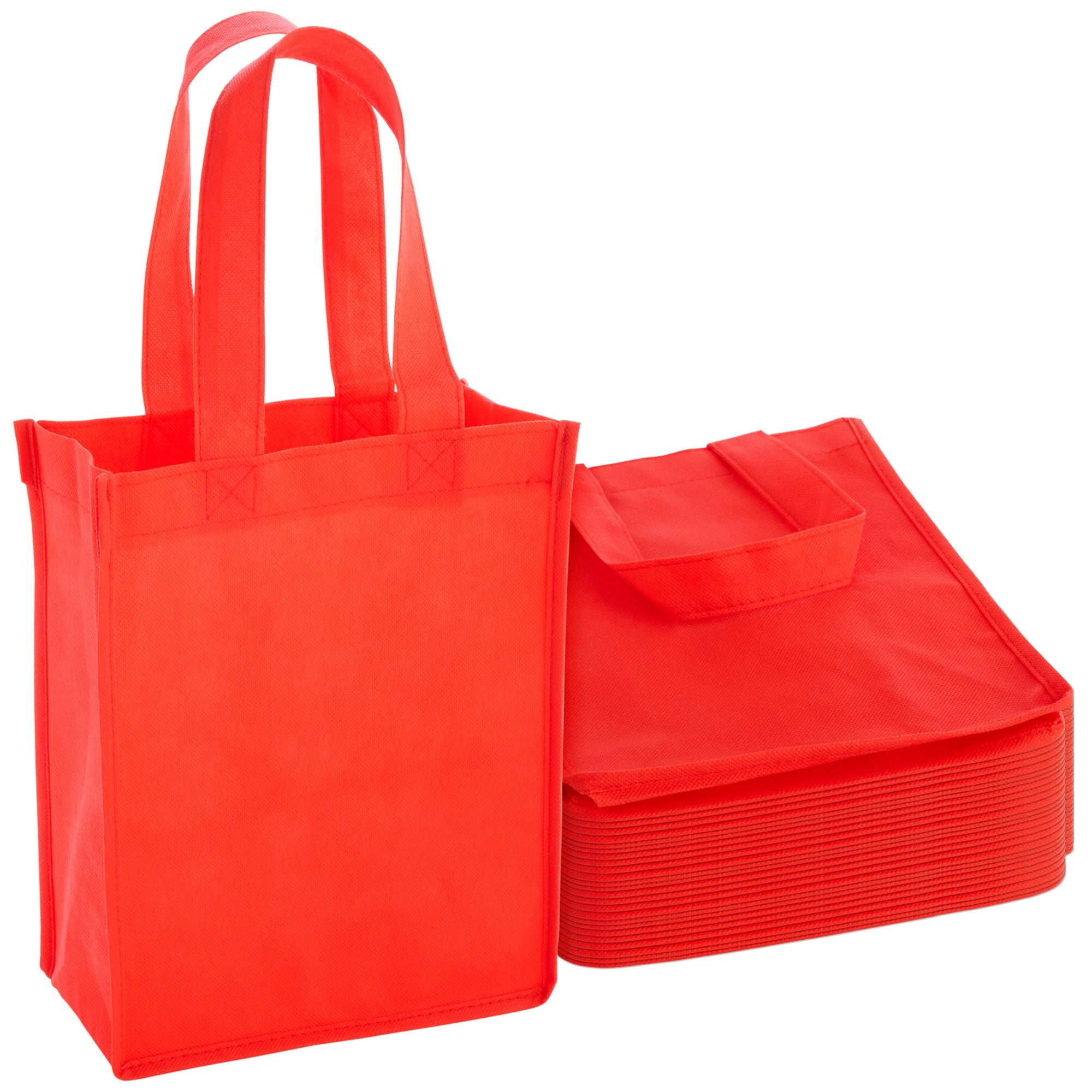 24 Pack Red Reusable Gift Bags with Handles Small Bulk Canvas Bags for Lunches 8x10x4 In Walmart