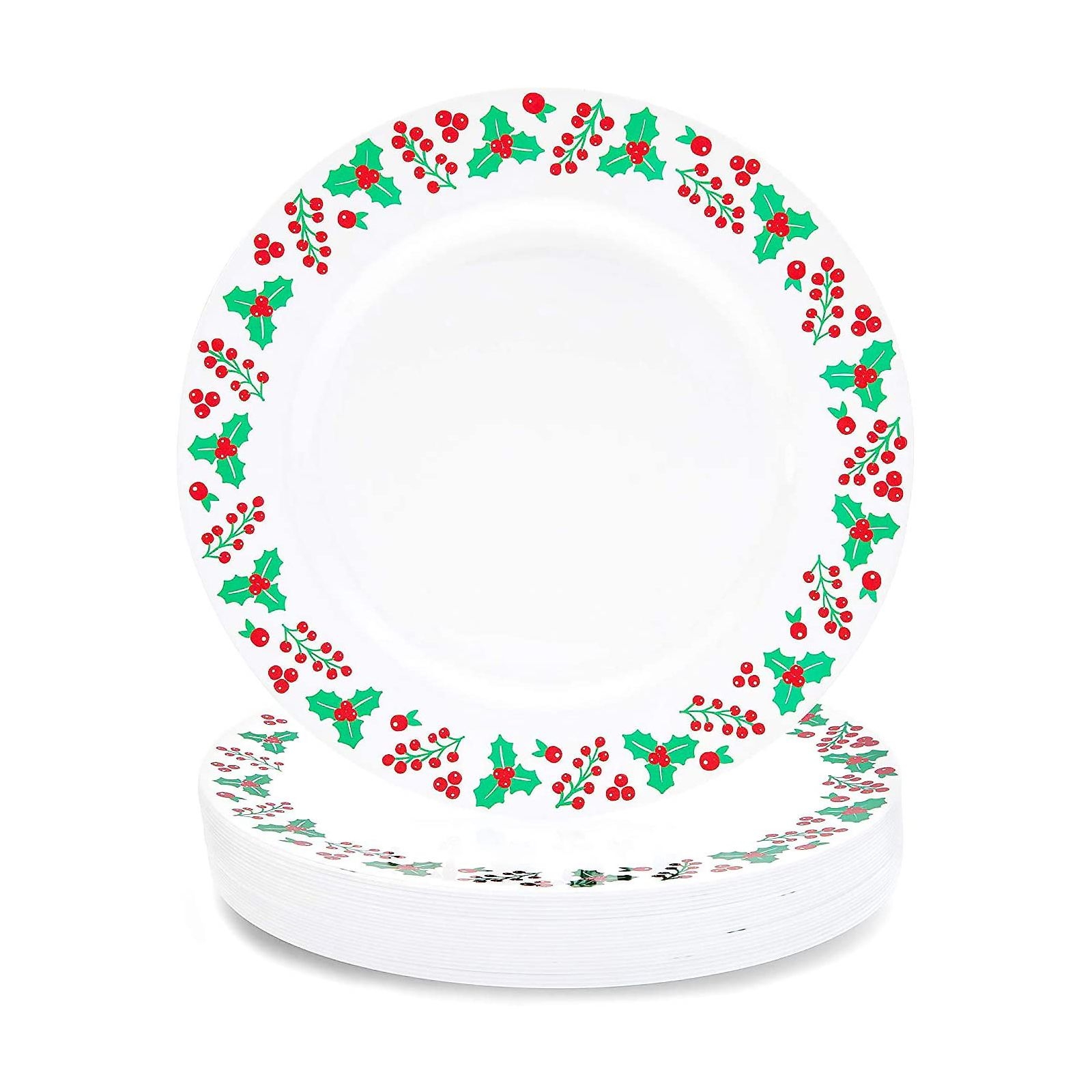 Holly Santa Christmas Paper Dessert Plates, 7in, 8ct