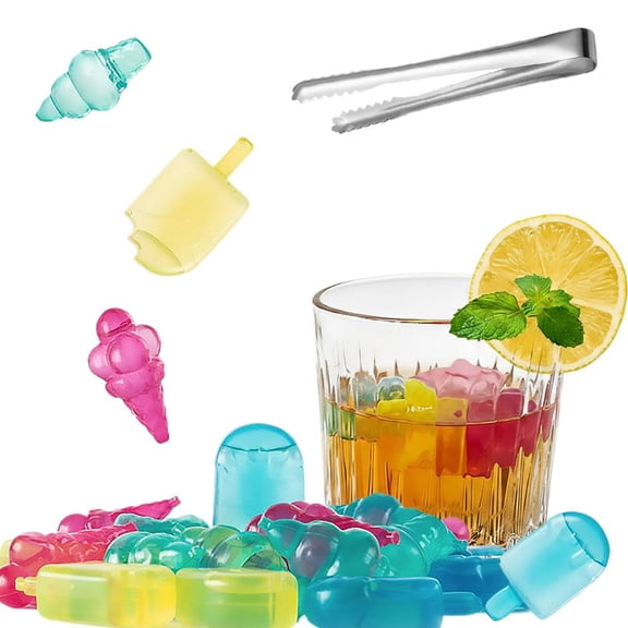 24 Pack Reusable Plastic ICES Cubes for Drinks Like Whiskey,Wine,Vodka or Beer,Filled with Your Keep Drink Col Water,to Pure
