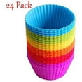 thumbnail image 1 of 24-Pack Reusable Silicone Baking Cups, Assorted Color Muffin Liners for Cupcakes and Snacks, Food Grade Non-Stick Cupcake Molds, Dishwasher Safe, 1 of 9