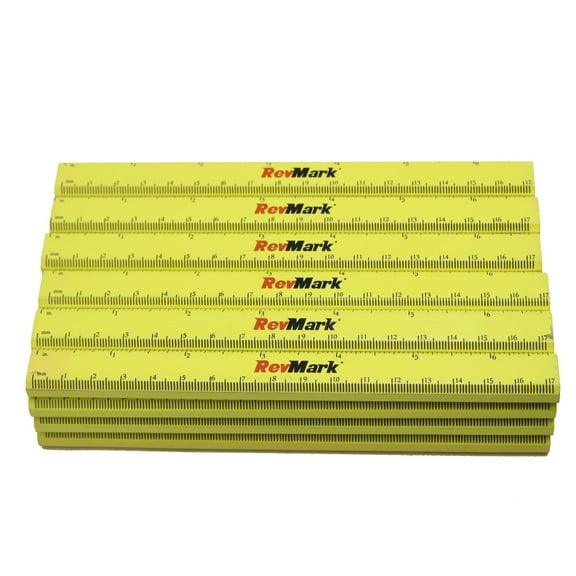 24 Pack - RevMark Carpenter Pencils with Ruler Printed on Pencil (Neon Yellow) - Made in USA