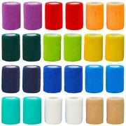 24 Pack Rolls Self Adhesive Bandage Wrap 3 Inch x 5 Yards - Stretch Cohesive Medical Athletic Tape for Vet, First Aid, Tattoo (12 Assorted Colors)