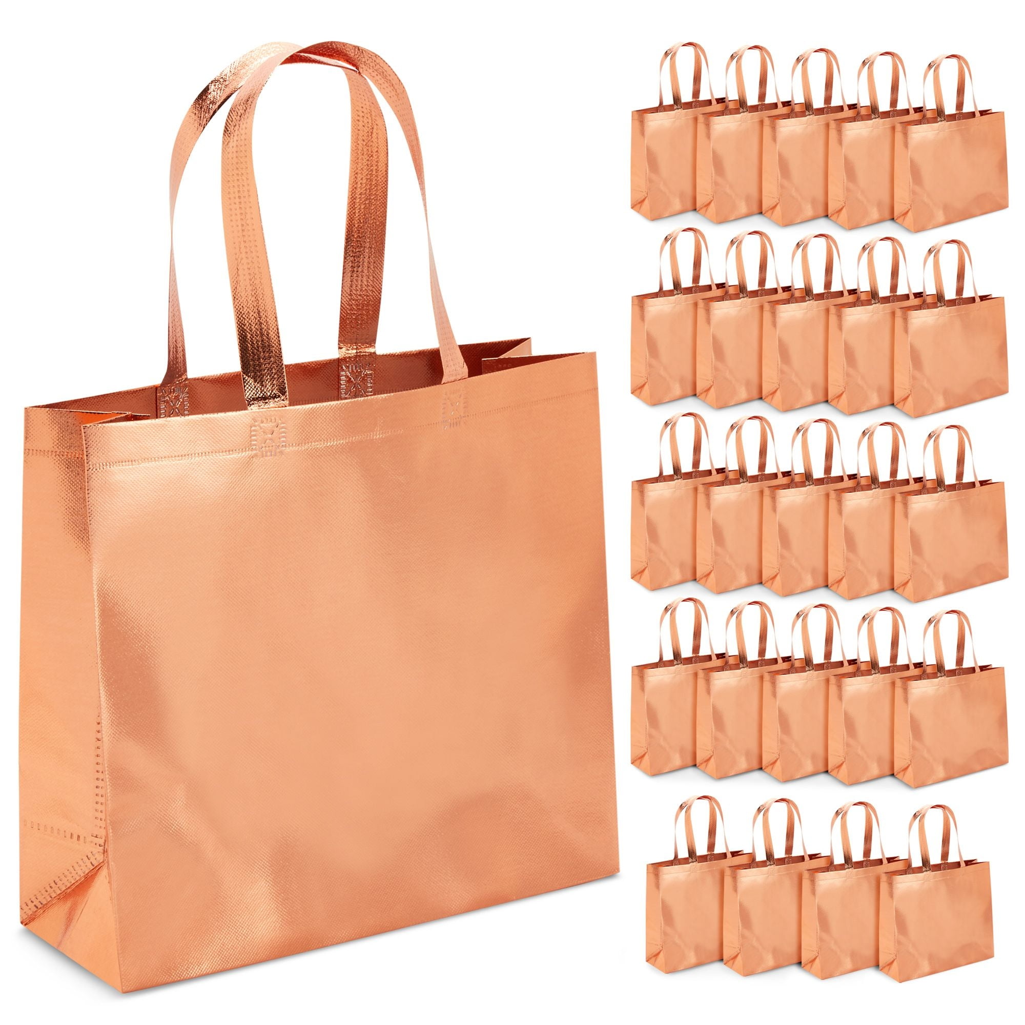 24 Pack Rose Gold Gift Bags with Handles, Large Non-Woven Reusable Grocery  Tote Bags (13.8 x 11.8 x 4.72 In)