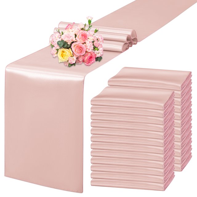 24 Pack Rose Gold Table Runner 12 x 108 Inch Premium Satin Table Runner