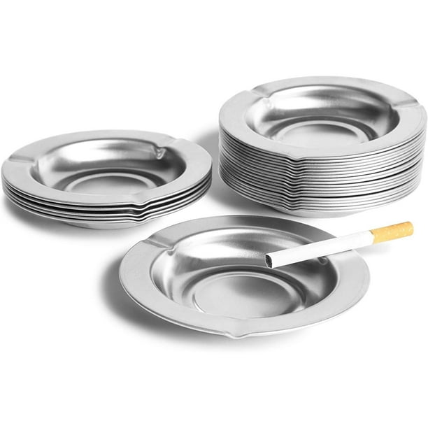 24Pack Stainless Steel Ashtrays, Metal Ashtray Set for Cigarettes