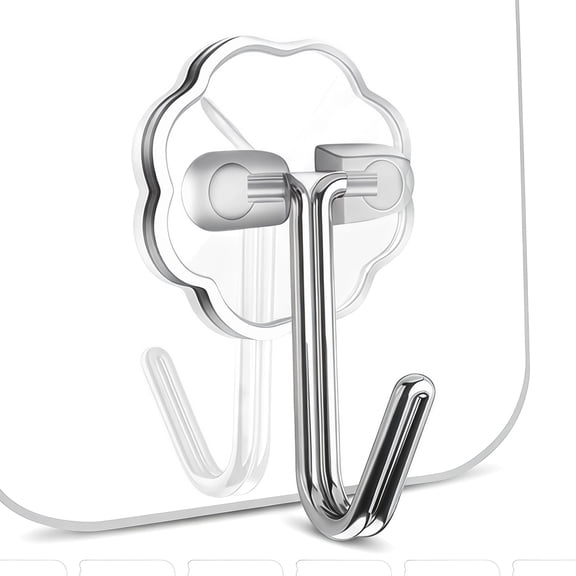 24 Pack Self Adhesive Hooks Heavy Duty, 33lb Max Waterproof Clear Sticky Wall Hooks for Keys, Bathroom, Shower, Kitchen, Door & Outdoor - Transparent