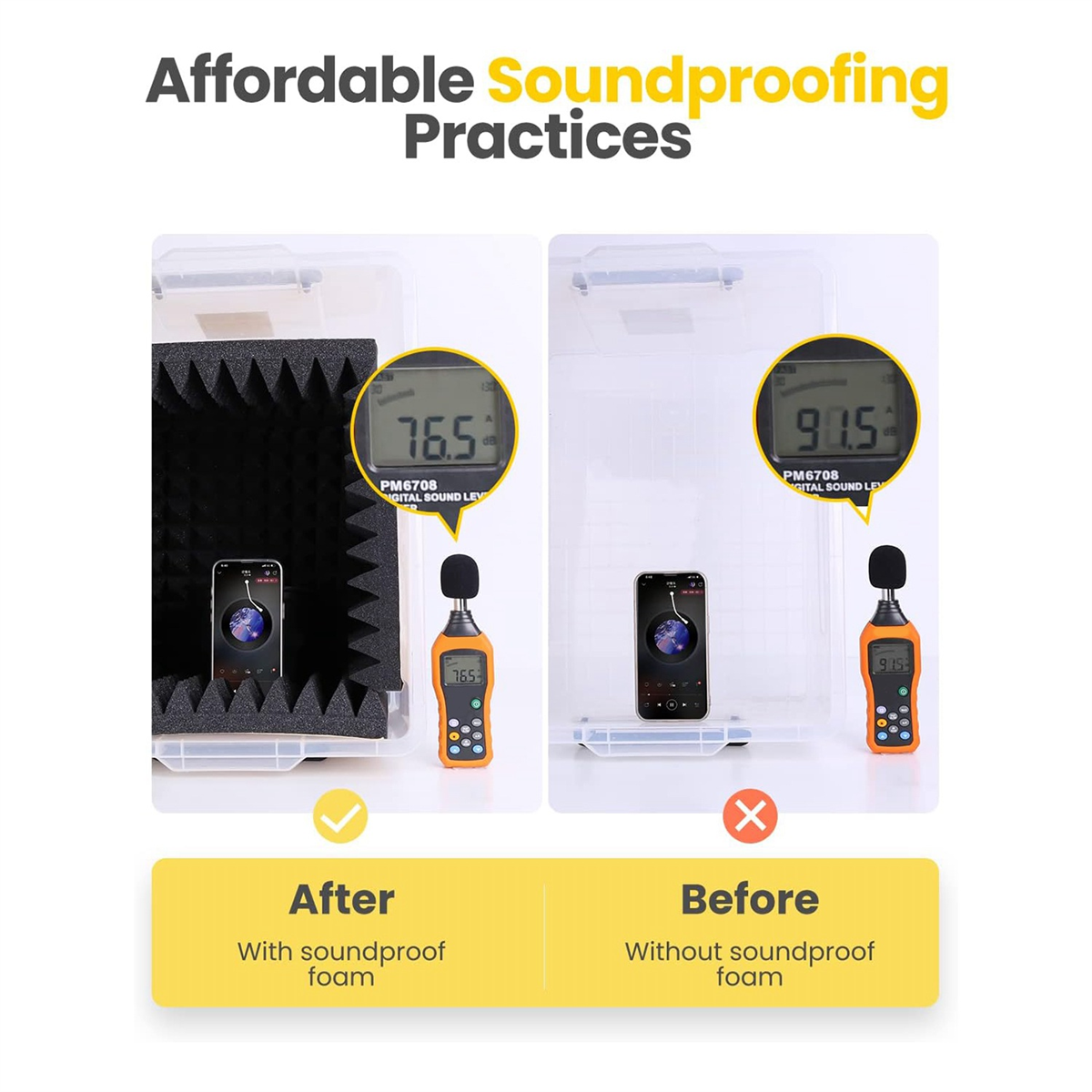 24 Pack SelfAdhesive Sound Proof Foam Panels 2Inch X 12Inch X 12Inch