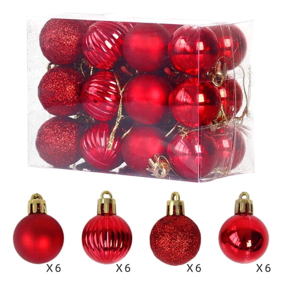24‑Pack Shatterproof Christmas Ball Ornaments, Electroplated Plastic Hanging Bauble Set, 1.2 in Multi‑Finish Xmas Tree Decor Balls for Xmas Tree Home Party Holiday Decoration