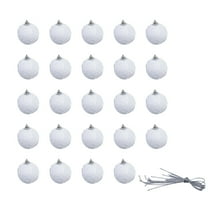 24-Pack Shatterproof Christmas Ornaments - White Foam Tree Decorations with Strings - Lightweight Unbreakable Xmas Ball Set for Indoor/Outdoor