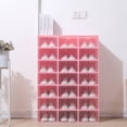 thumbnail image 1 of 24 Pack Shoe Boxes,Stackable Clear Shoe Boxes Flip Lid Shoe Boxes Boot Storage Organizer Shoe Cabinet & Shoe Cupboard for Homes, Cloakrooms for Storing Flats, Slippers, Casual Shoes (Pink), 1 of 13