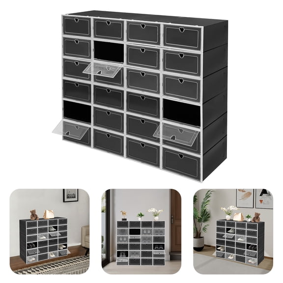 24 Pack Shoe Storage Box, Shoe Boxes, Stackable Shoe Boxes, Shoe Storage Organizer 33*23*14cm/12.99*9.06*5.51in