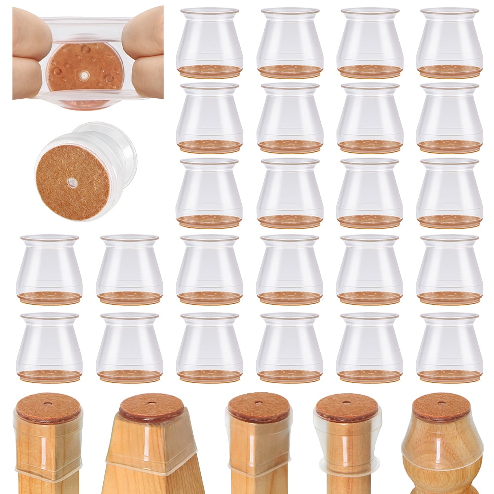 24 Pack Silicone Chair Leg Cap Floor Protectors Pad Furniture Kitchen ...