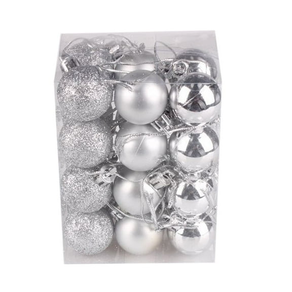 24-Pack Silver Christmas Ornaments - 1.2 Inch Shatterproof Glitter Ball Decorations for Tree/Wreath/Garland, Bulk Holiday Decor Set for Home & Retail Stores (3cm Diameter)