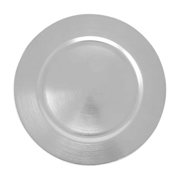 24 Pack | Silver Plastic Charger Plates