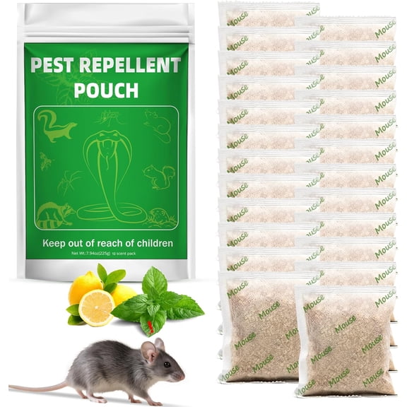 24 Pack Skunk & Mouse Repellent Outdoor, High-Strengthen Peppermint Skunk Repellent Pouches, Keep Rodent, Mice, Skunk, Raccoon Away House Home Attic Kitchen Car Engines