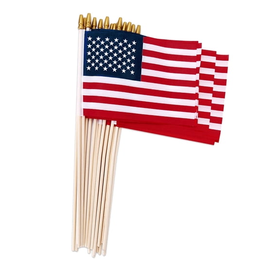 24 Pack Small American Flags on Stick, 4x6 Inch Small US Flags/Mini American Handheld Flags with Kid-Safe Spear Top, 4th of July,Independence Day, Outdoor,Memorial Day Decorations