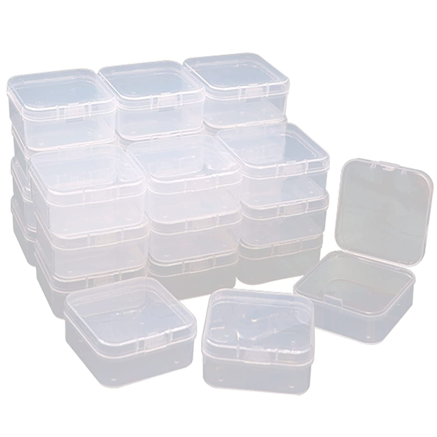24 Pack Small Clear Plastic Storage Containers with Hinged Lids