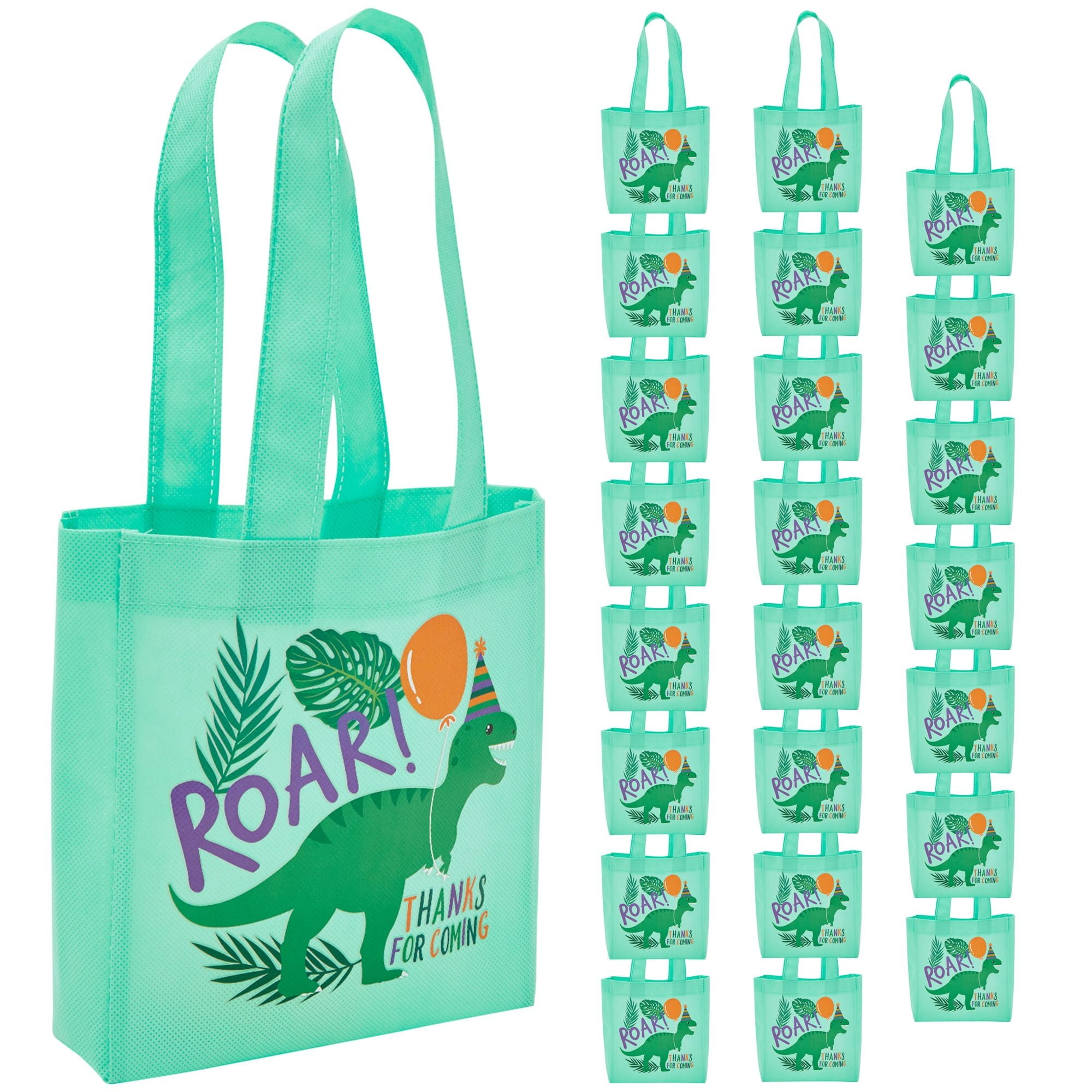 Mocoosy 24 Pack Dinosaur Party Favor Bags - Kids Mutilcolor Goodie Bags for Birthday Party, Dino Candy Treat Bags Dinosaur Party Paper Gift Bags for