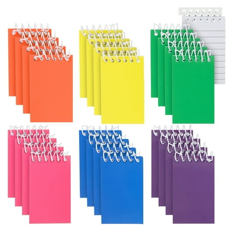 Mini Notepad Set - 24 Pack, 2.25 x 3.5 In, 6 Rainbow Colors - Bulk Pocket Journals for Party Favors & Classroom Rewards