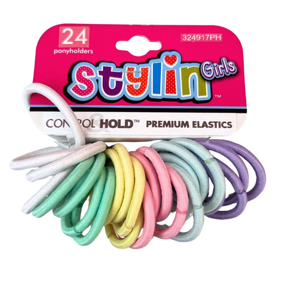 24 Pack Small Ponyholders, Durable, Snag Free Hair Elastics for All Hair Types, Comfortable Hold, Vibrant Colors, Perfect for Everyday Hairstyles, Active Wear, Casual Looks, Pastel Colors