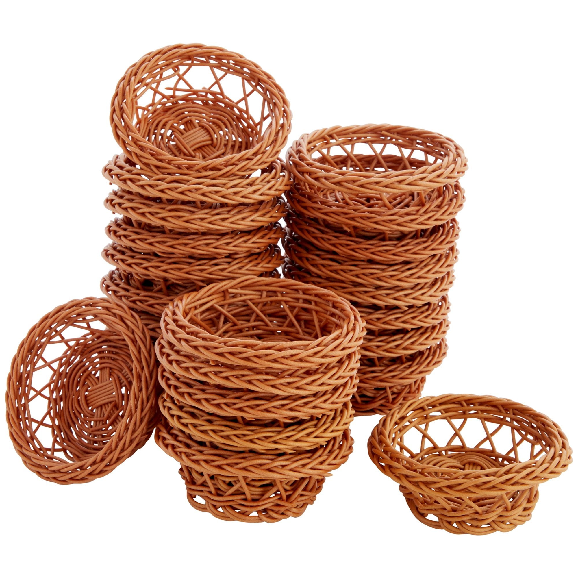 24 Pack Small Woven Basket Set 3.1x1.2 Inches Bulk Mini Wicker Baskets for Favors