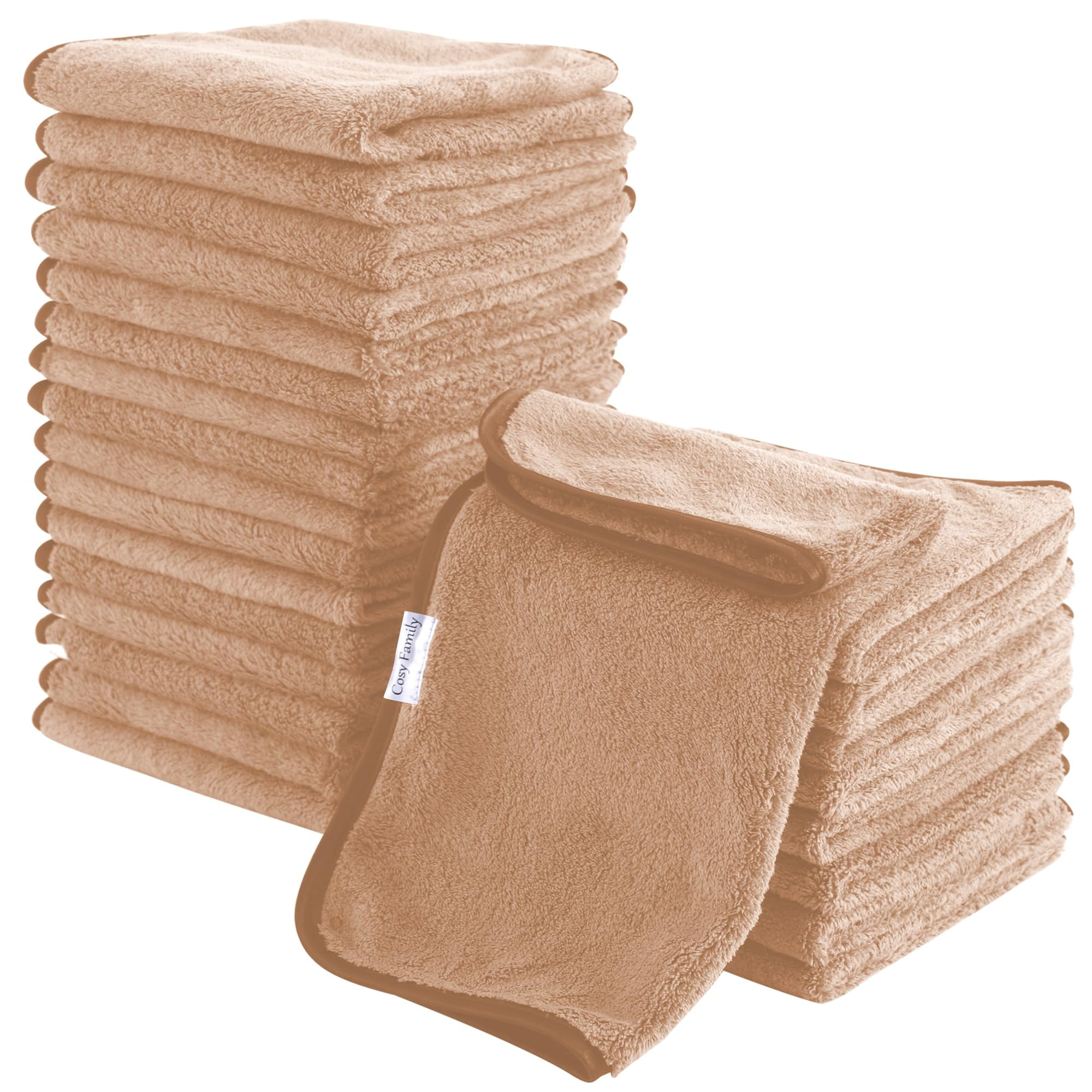 24 Pack Soft Washcloths Set 12x12 Inches Quick Drying Highly Absorbent Coral Velvet Towels for Bath Spa Facial Kitchen Warm Colors