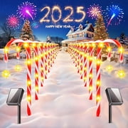 24 Pack Solar Christmas Candy Cane Lights, Waterproof Pathway Markers with 8 Modes Xmas Decorations for Christmas Party Patio Garden Path Decoration