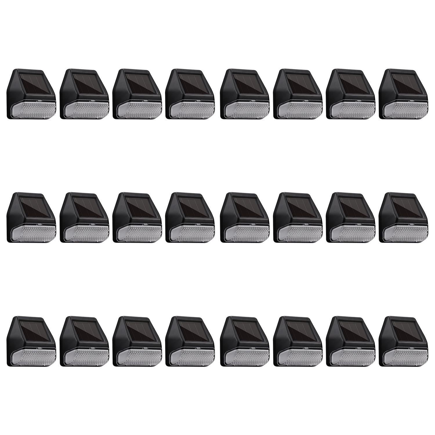 24 Pack Solar Deck Lights, Dusk-to-Dawn LED Fence Lights, Black
