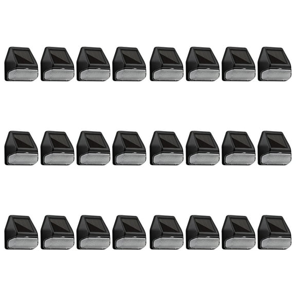 24 Pack Solar Deck Lights, Dusk-to-Dawn LED Fence Lights, Black