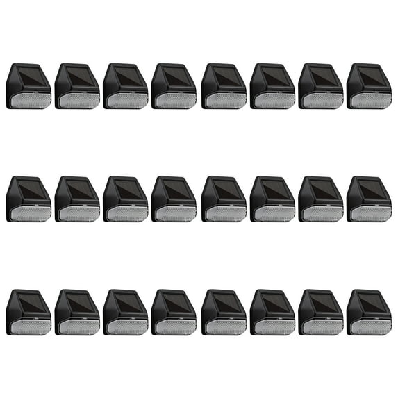 24 Pack Solar Deck Lights, Dusk-to-Dawn LED Fence Lights, Black