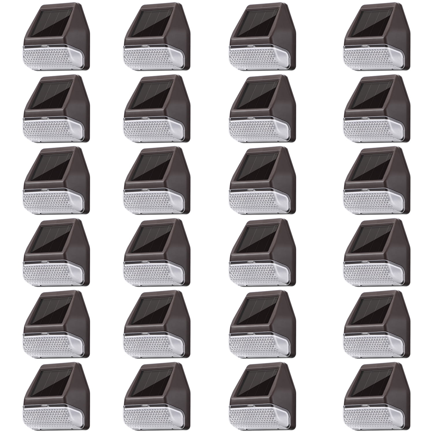 24 Pack Solar Deck Lights, Dusk-to-Dawn LED Fence Lights, Oil Rubbed Bronze