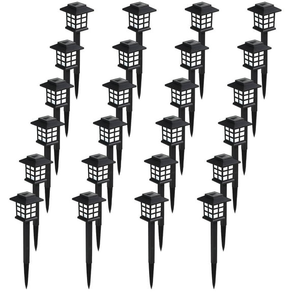 24 Pack Solar Lights Outdoor Decorative, Solar LED Waterproof Pathway Lights Outdoor, Solar Powered Retro Garden Yard Lights for Garden, Landscape, Path, Yard, Patio, White