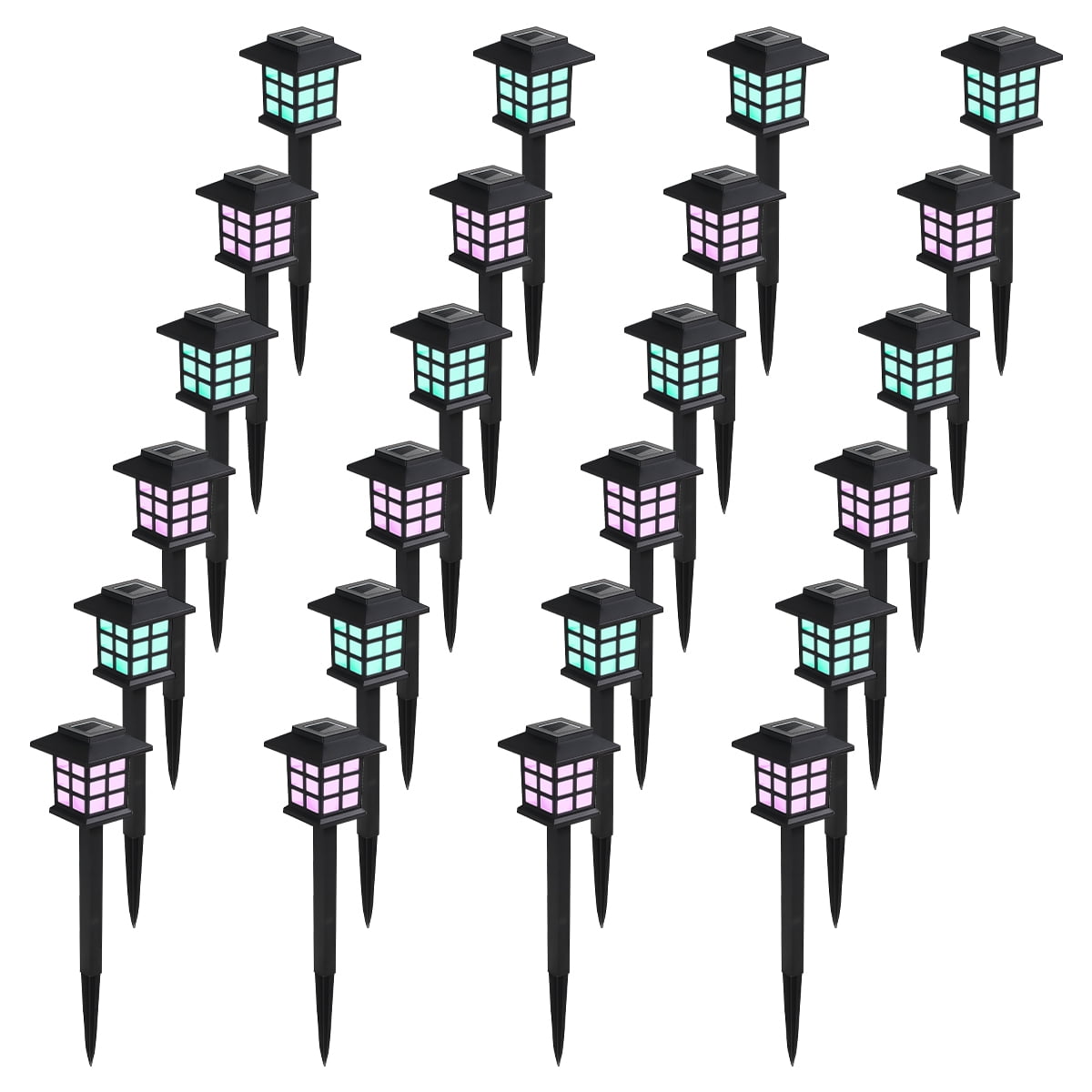 24 Pack Solar Lights Outdoor Decorative, Solar LED Waterproof Pathway Lights Outdoor, Solar Powered Retro Garden Yard Lights for Garden, Landscape, Path, Yard, Patio, Multicolour