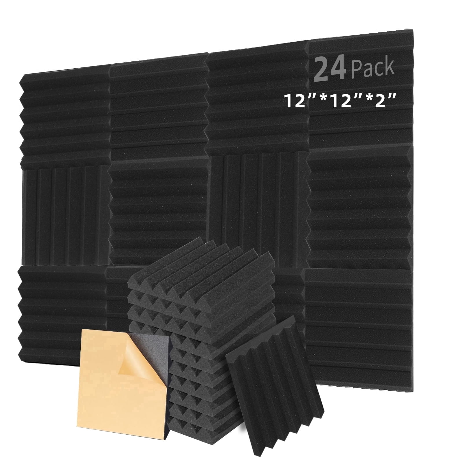 DQQKMM  24 Pack Sound Deadening Panels,12"X12"X2" Acoustic Sound Panels, Noise Canceling Foam Wedge Panels